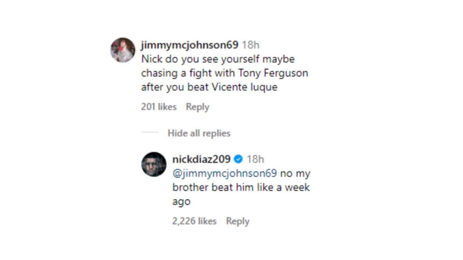 Nick Diaz&#039;s comment