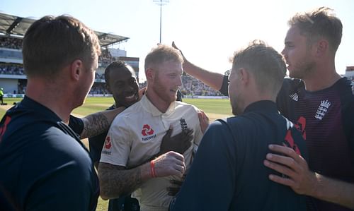 England players celebrate the victory. (Credits: ICC Twitter)