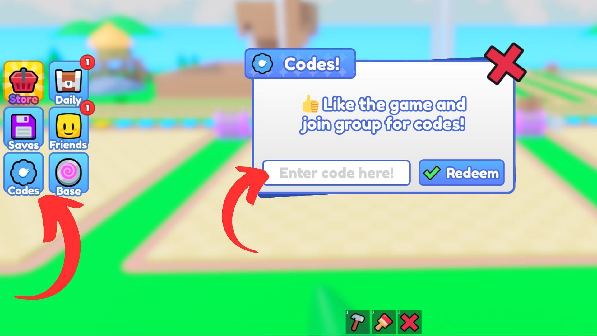 Redeem codes in Build and Survive Tsunami (Image via Roblox || Sportskeeda)