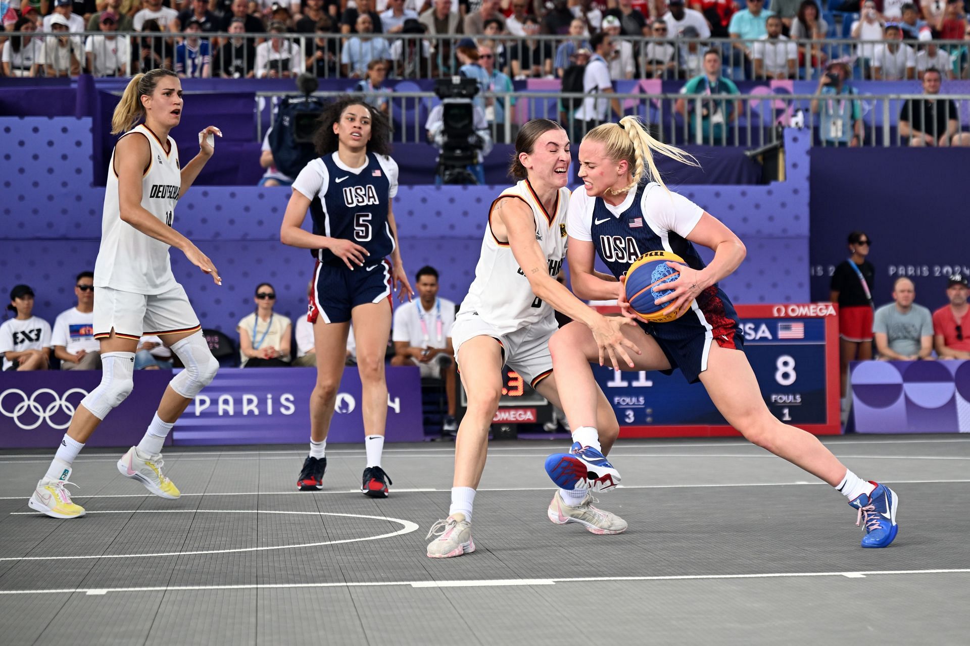 2024 Paris Olympics 3x3 Women's Basketball Semifinal Team USA vs Spain