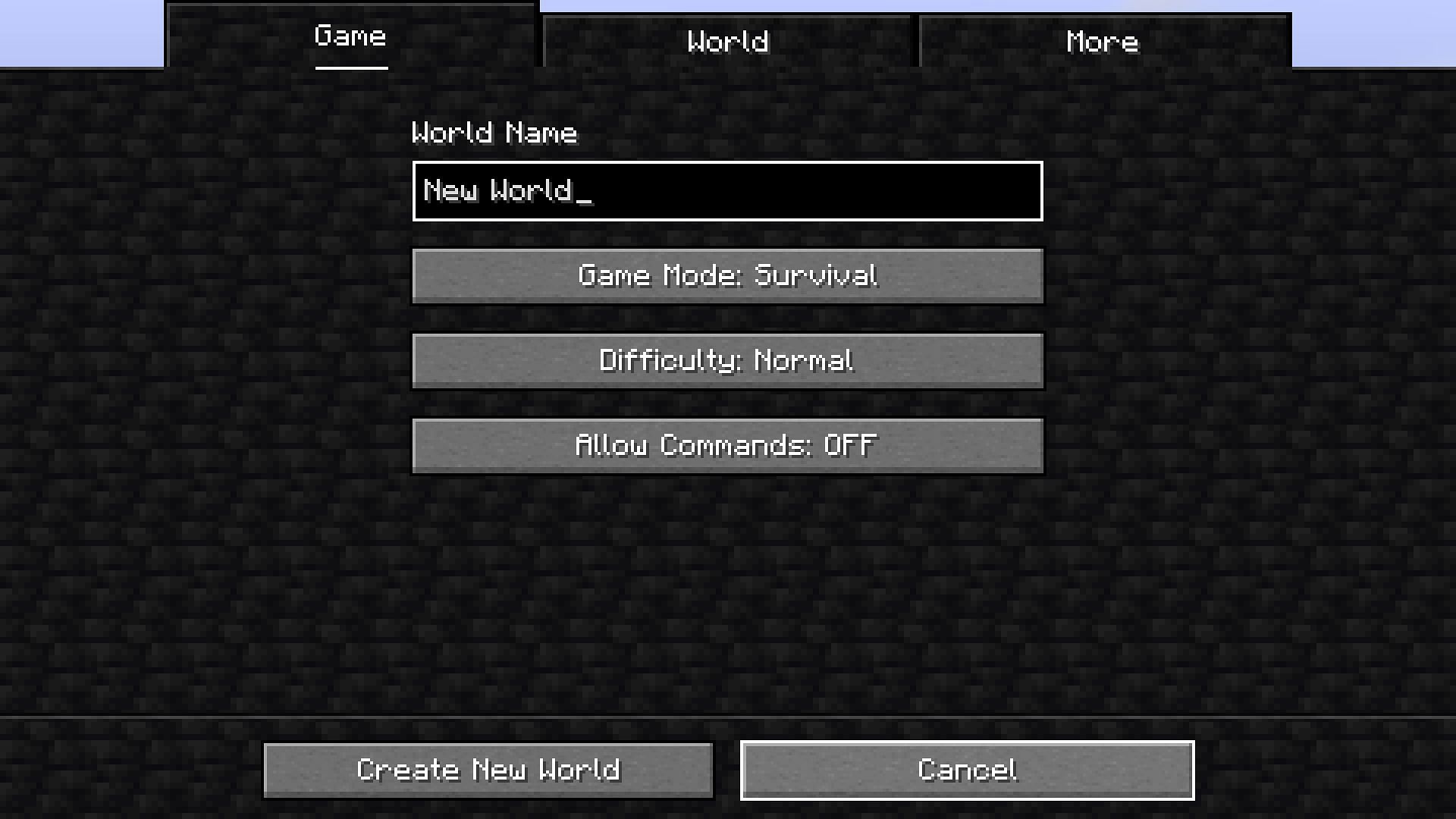 Commands are off by default in Java (Image via Mojang)