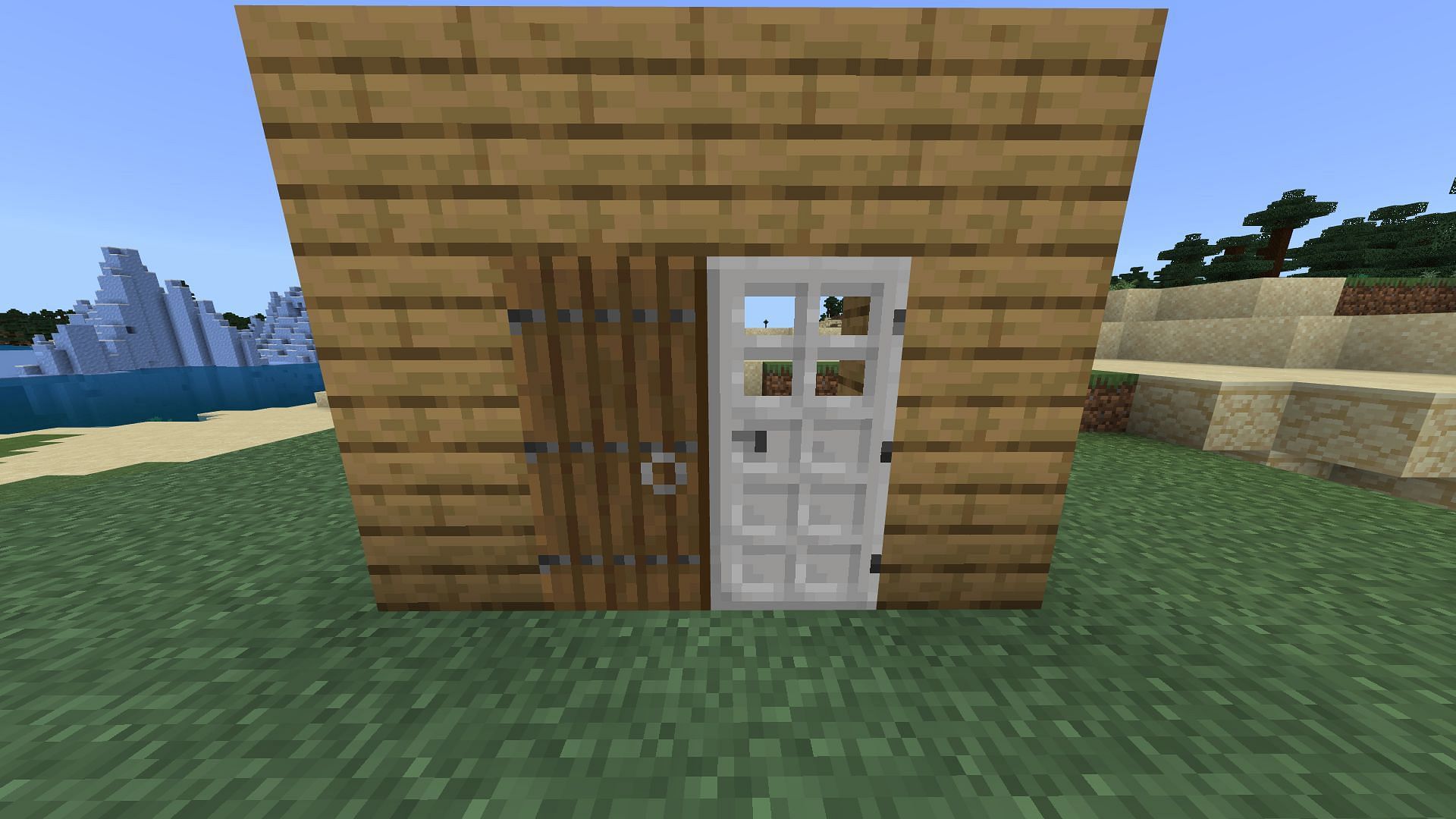 Double doors in Minecraft Bedrock no longer require doors of the same type (Image via Mojang)