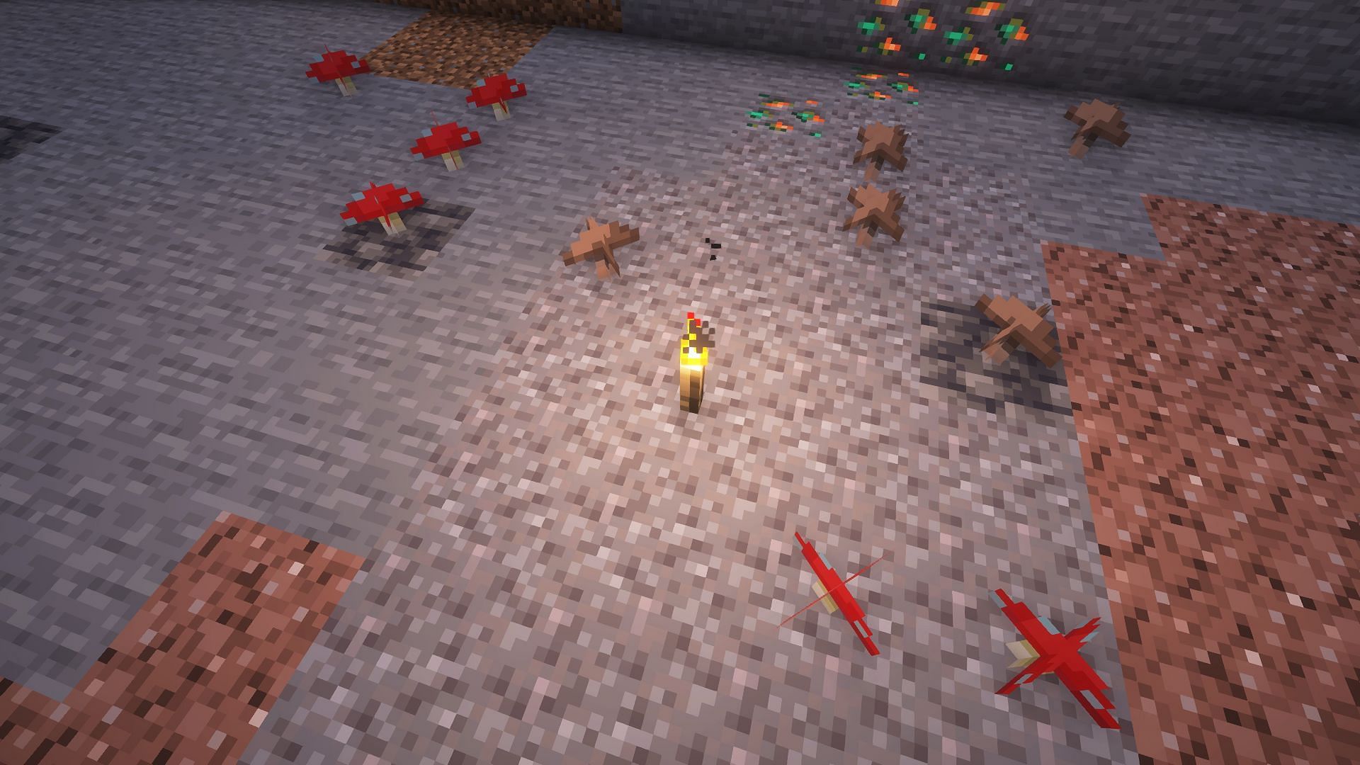 Regular torches will stop mushrooms from spreading due to how bright they are (Image via Mojang)