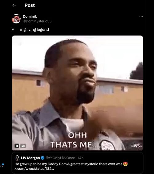 Screengrab of Dominik Mysterio's tweet