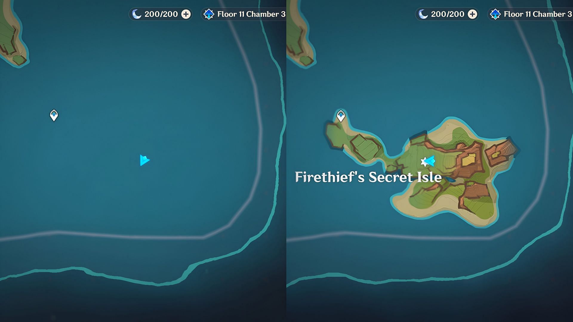 You need to complete four challenges to make the island appear on the map (Image via HoYoverse)