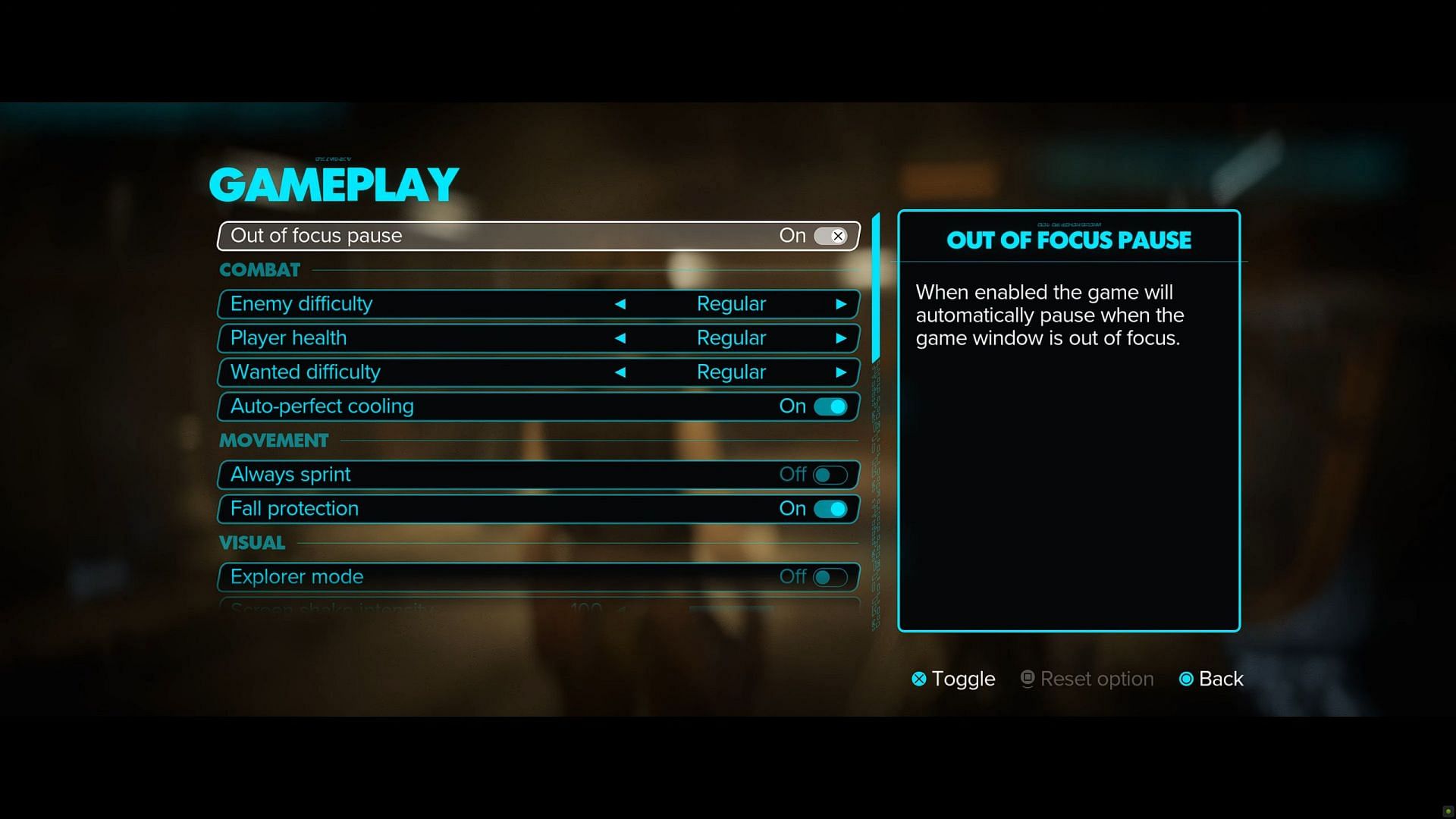 Gameplay settings of Star Wars Outlaws (Image via Ubisoft)