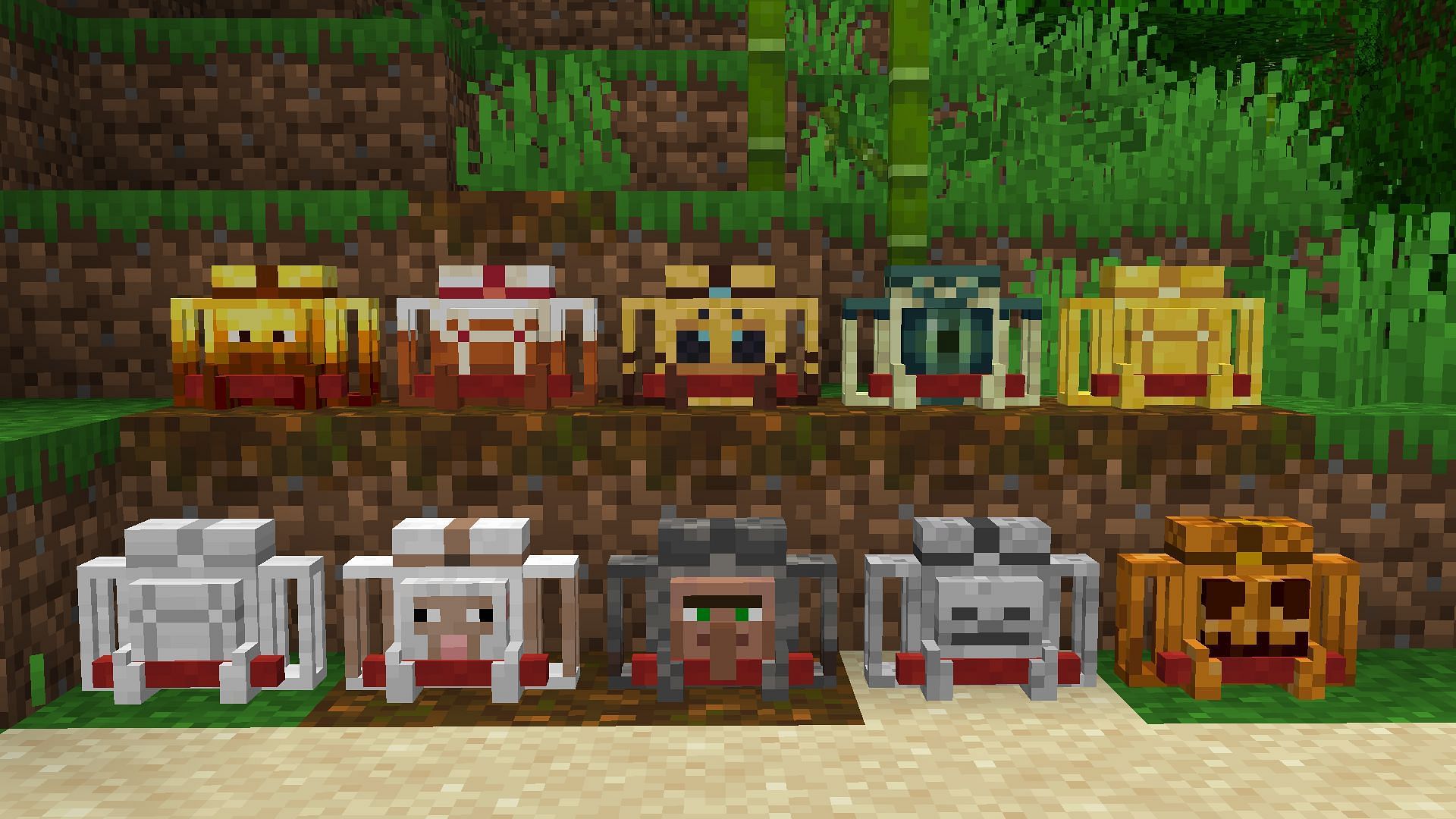 Some of the different backpacks available in the Traveler&#039;s Backpack mod (Image via Mojang)