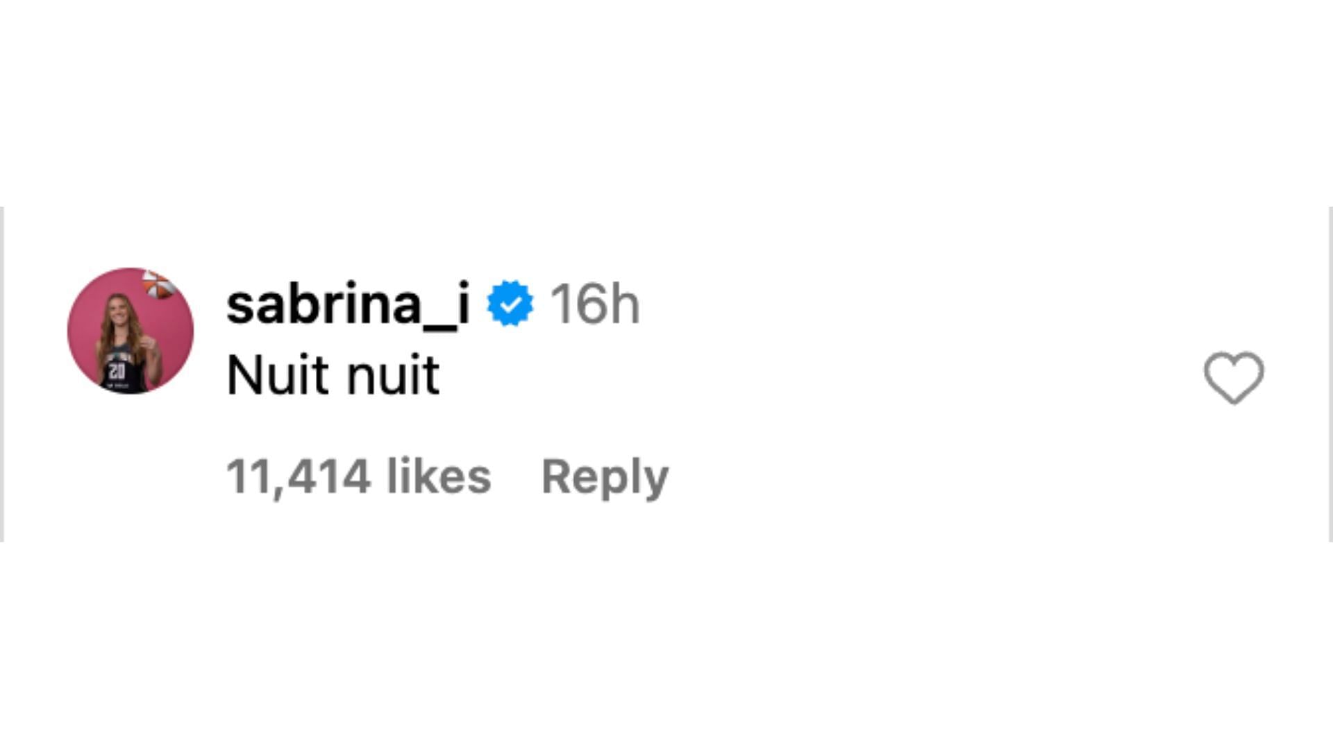 Sabrina Ionescu responds to Steph Curry&#039;s nuit nuit post: Credit: Stephen Curry&#039;s IG account