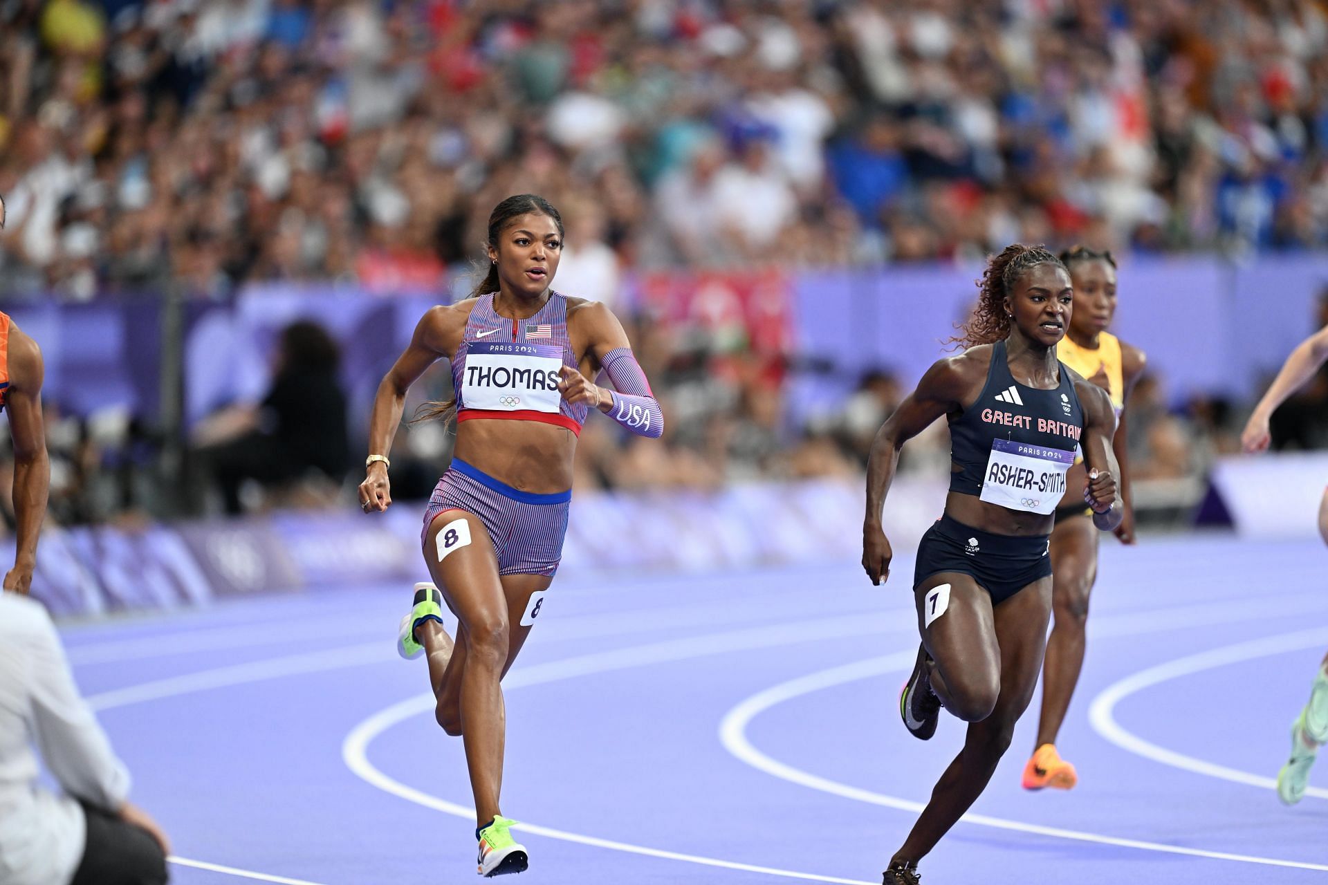 Gabby Thomas in action at the Paris Olympics 2024 [Image Source: Getty]