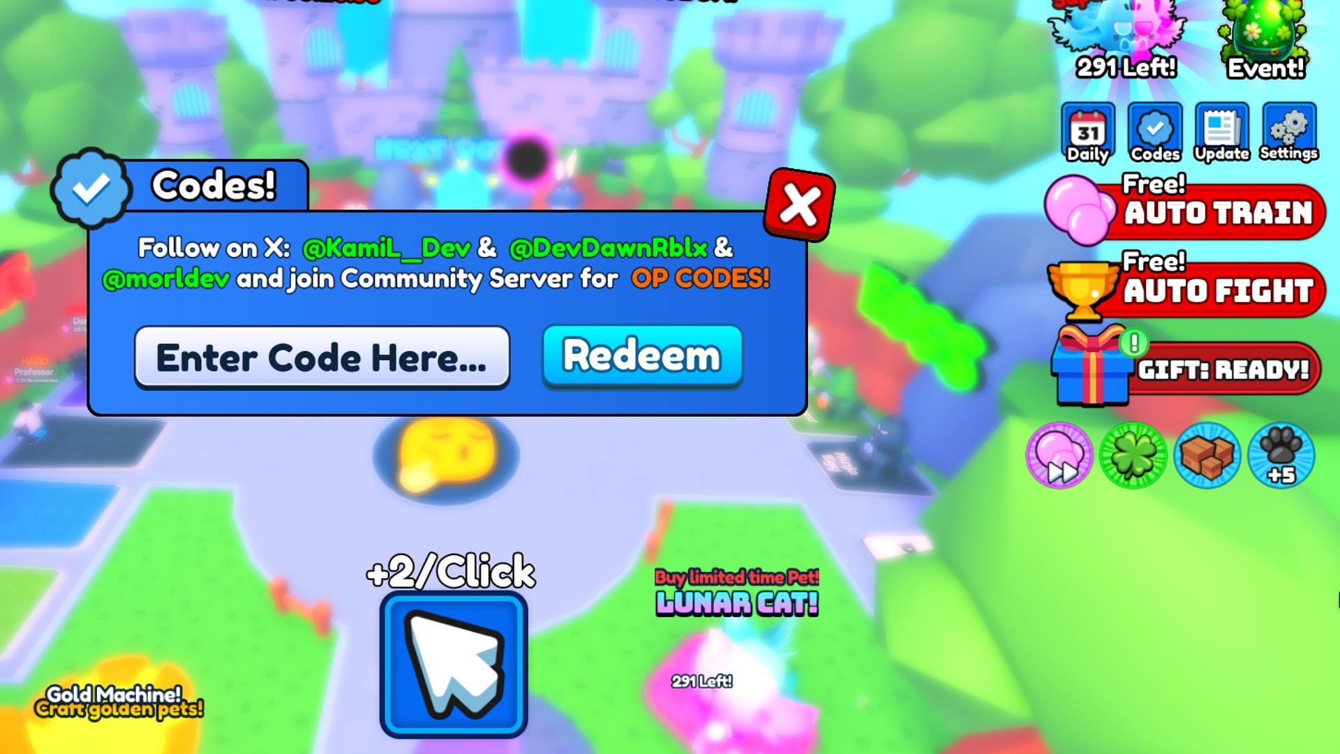 Redeem codes in Bubble Champions (Image via Roblox)