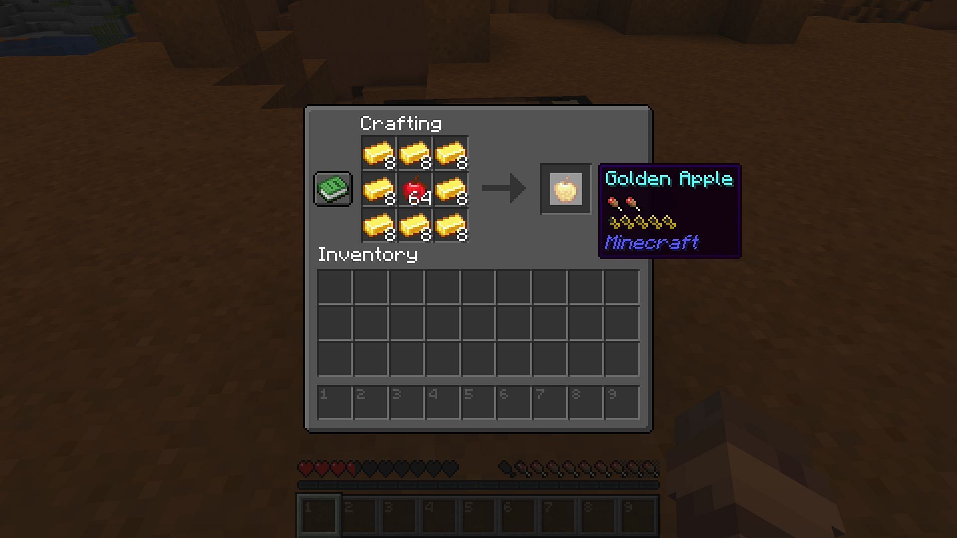 Golden apples are surprisingly easy to craft (Image via Mojang)