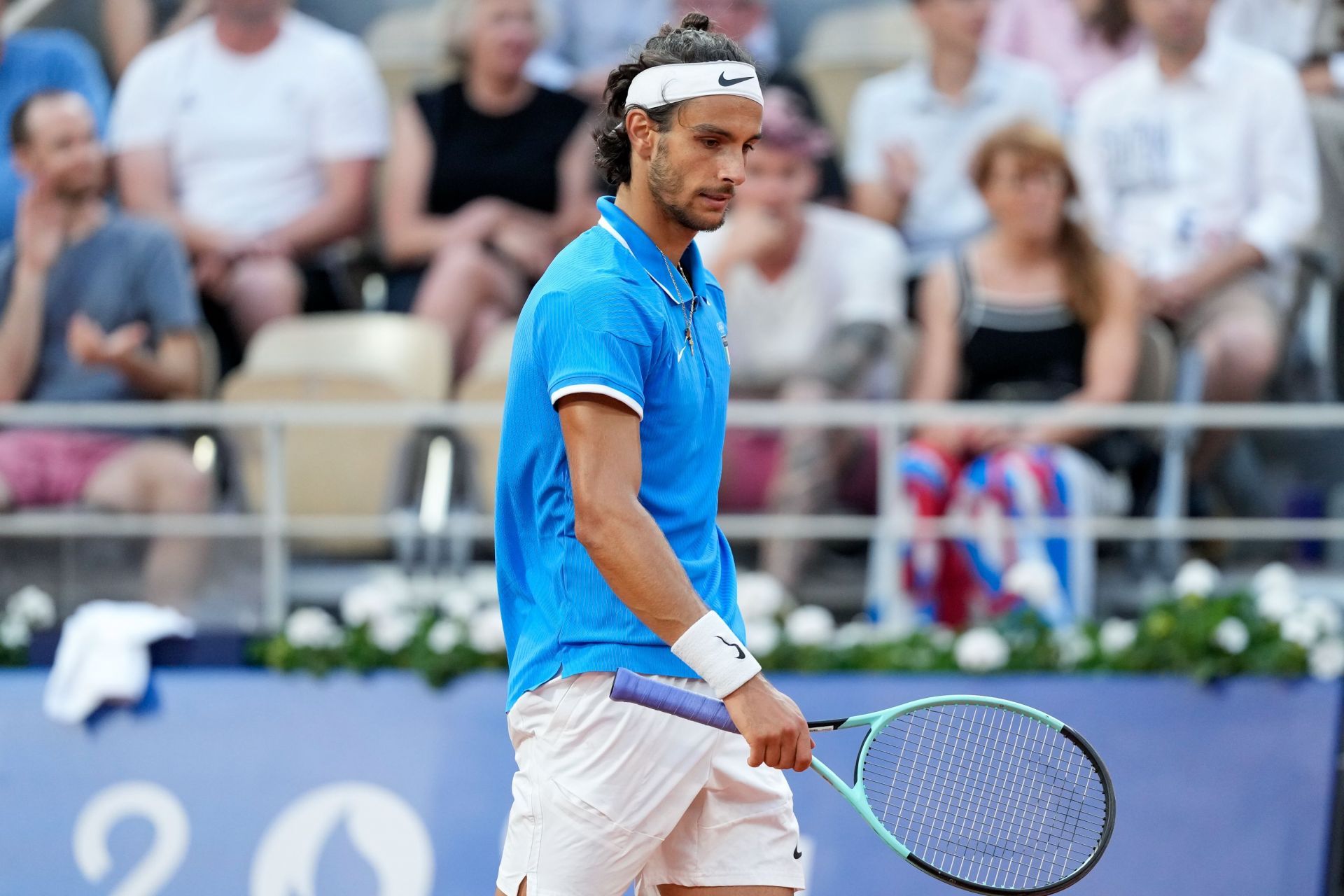 Lorenzo Musetti in action at the Paris Olympics (Source: Getty)