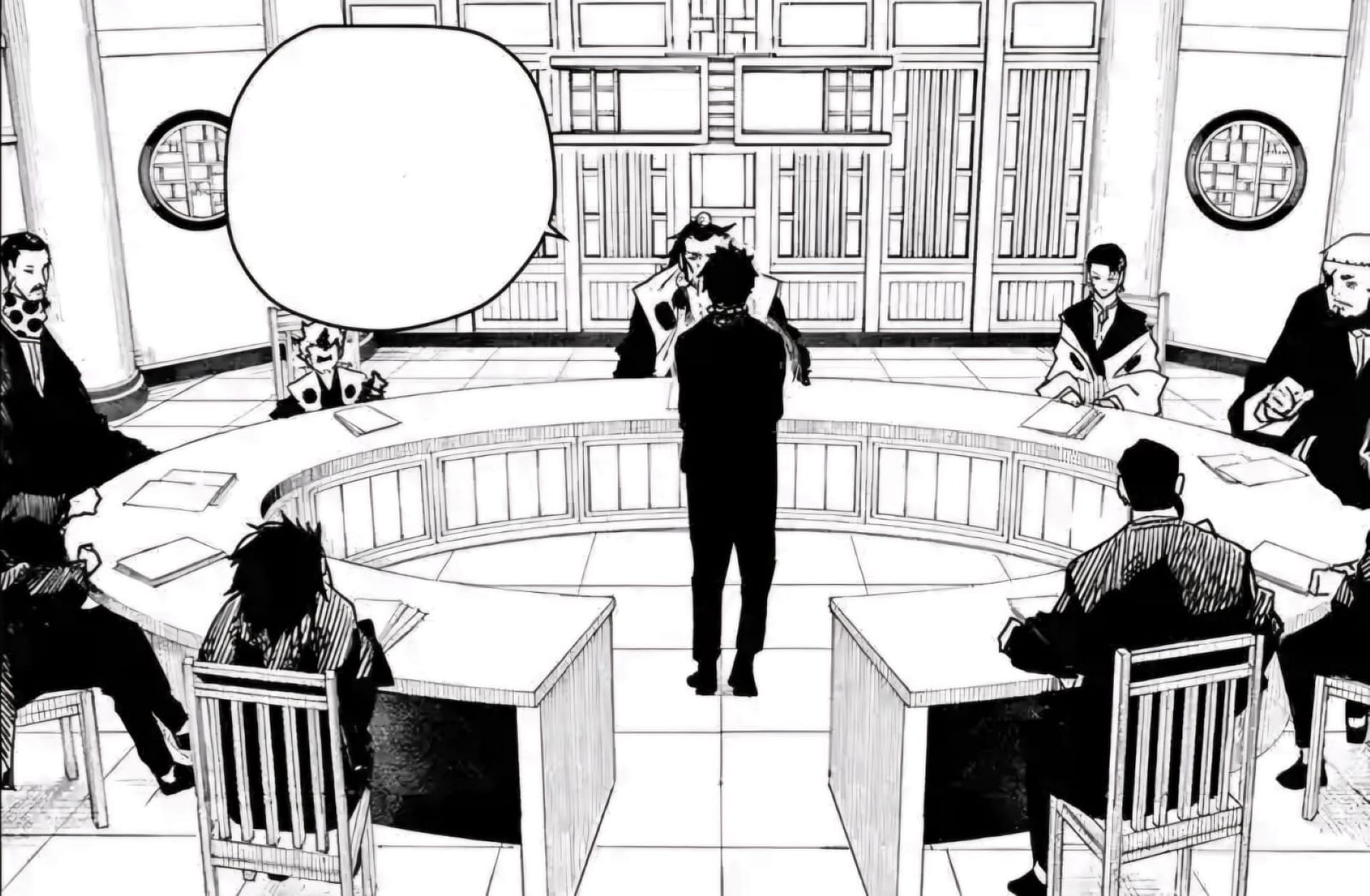 The Kamunabi higher-ups judge Chihiro (Image via Shueisha)