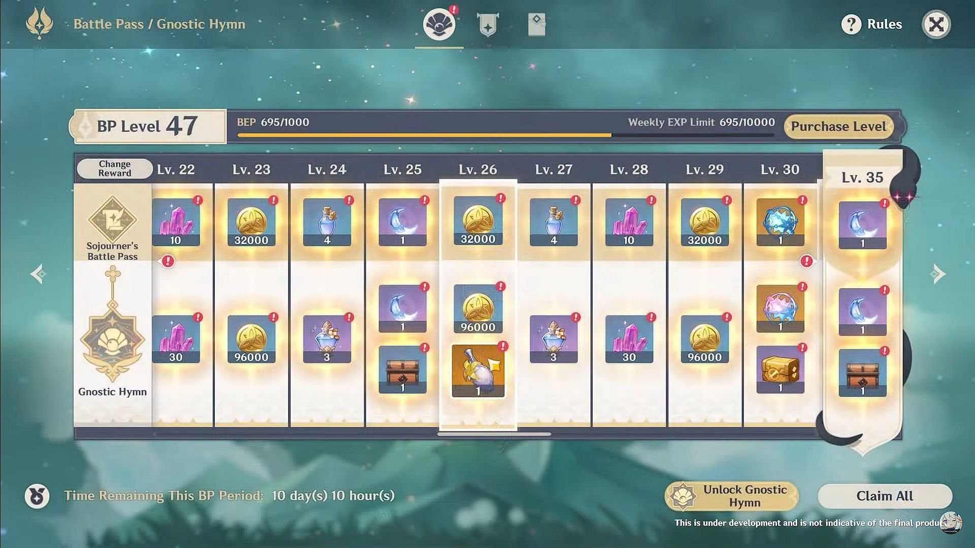 Purchase Battle Pass Gnostic Hymn (Image via HoYoverse)