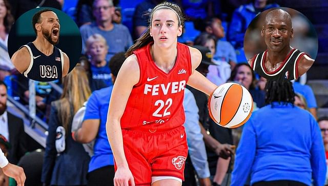 Caitlin Clark joins Michael Jordan and Steph Curry in elite list. (Credit: @IndianaFever/X, @warriors/X and @NBAHistory/X)