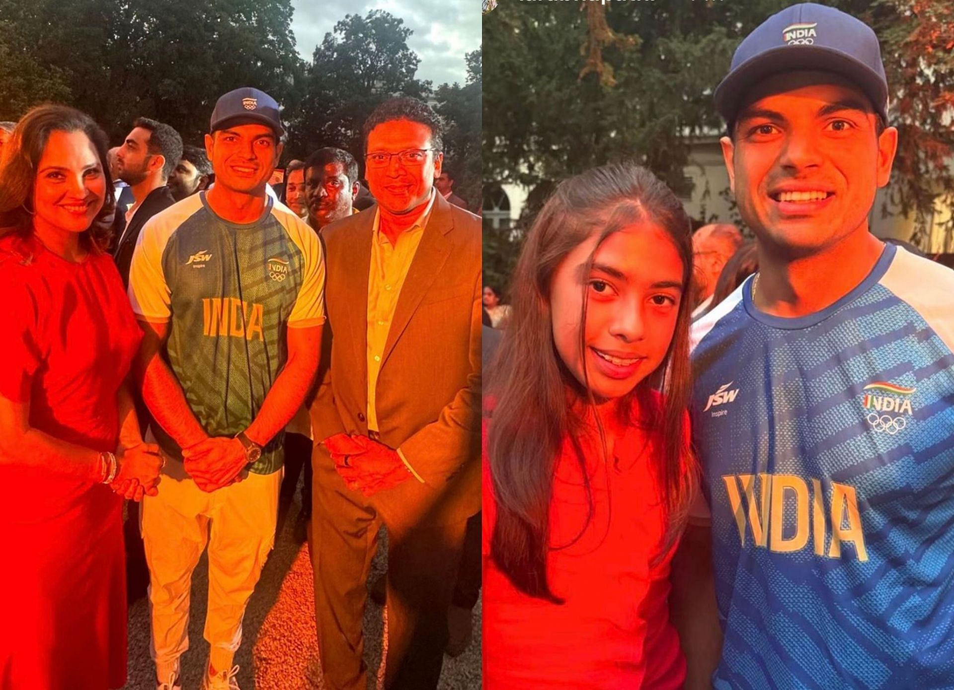 Neeraj Chopra with Lara Dutta, Mahesh Bhupathi and Saira. Courtesy: Lara Dutta Instagram 