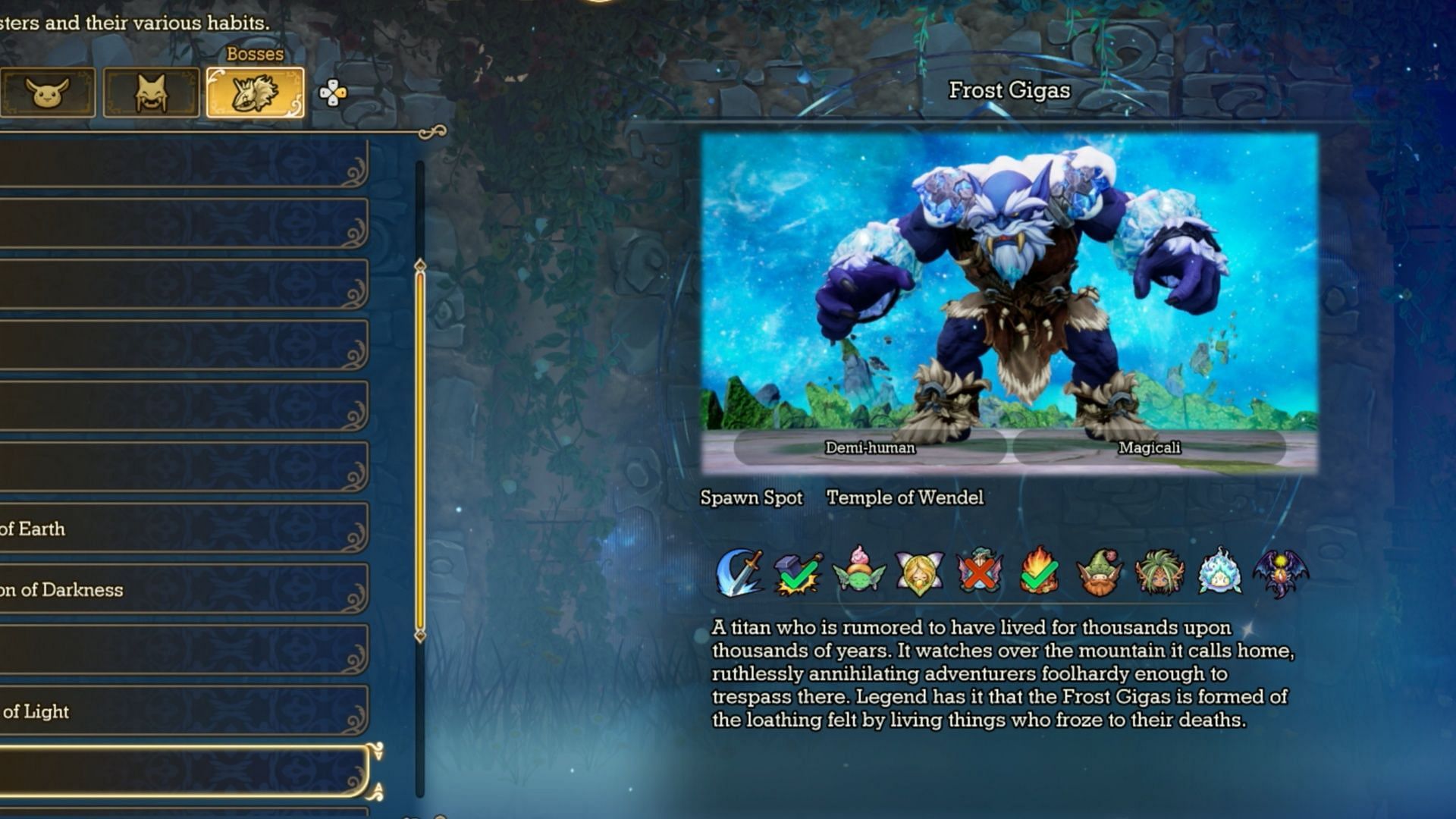 Here are the Frost Gigas&#039;s predictable weaknesses (Image via Square Enix)