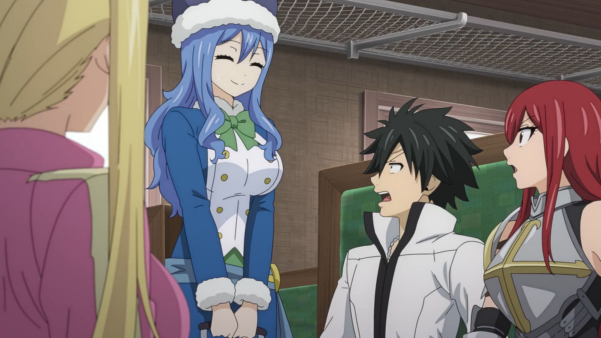 Juvia surprises Gray and others in Fairy Tail 100 Years Quest episode 8 (Image via J.C. Staff)