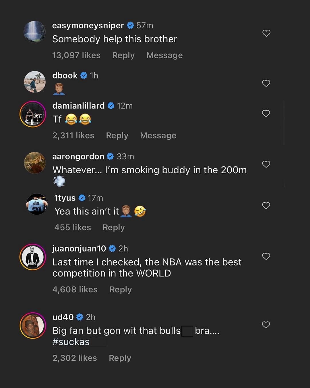 NBA players respond to Lyles&#039; take | Instagram