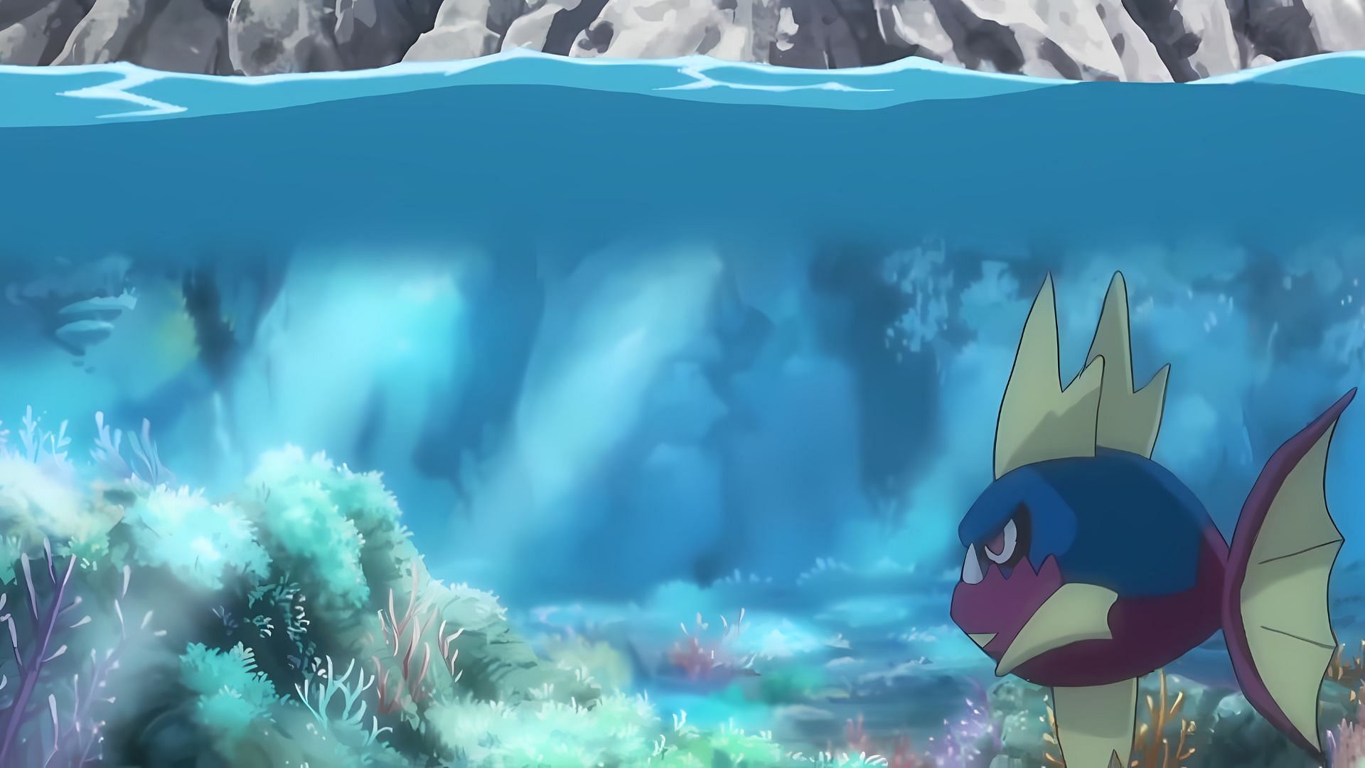 A picture of Carvanha underwater in the anime. (Image via TPC)