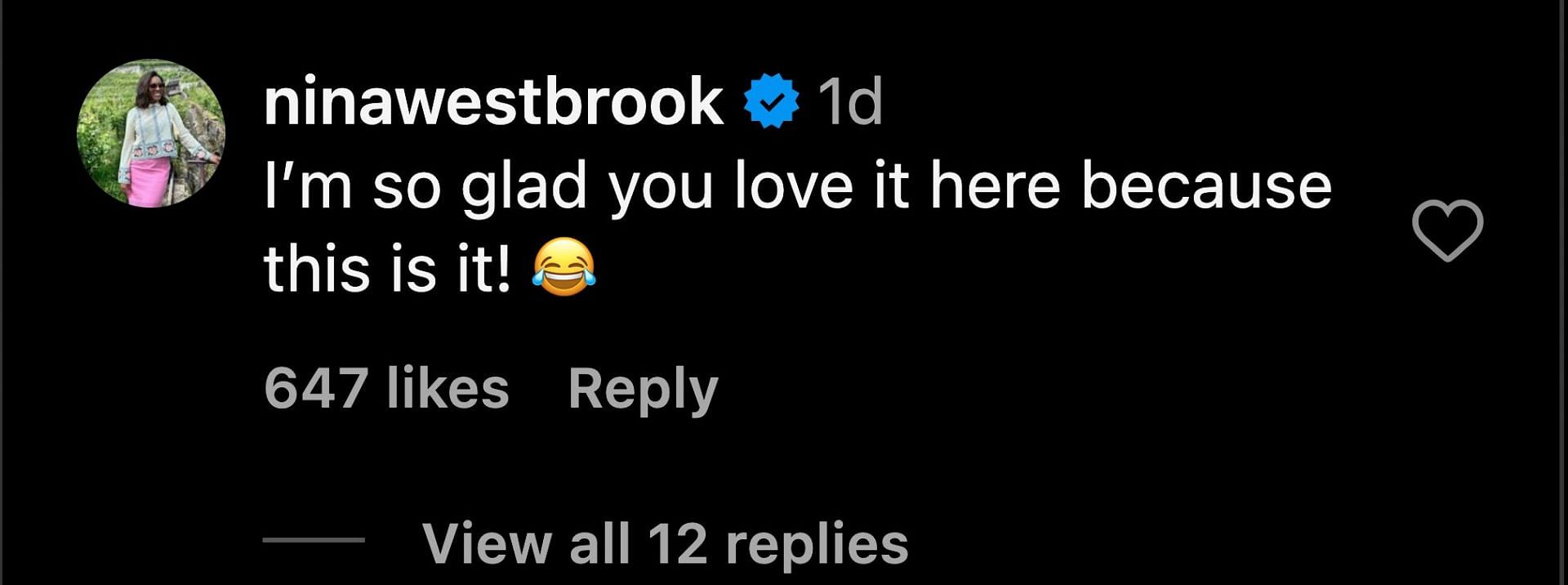 Nina Westbrook&#039;s comment