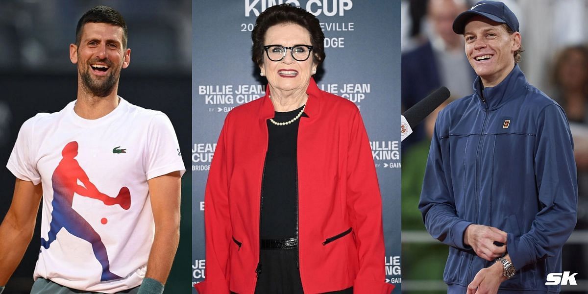 Novak Djokovic, Billie Jean King, Jannik Sinner (L-R) (Image Source:GETTY)