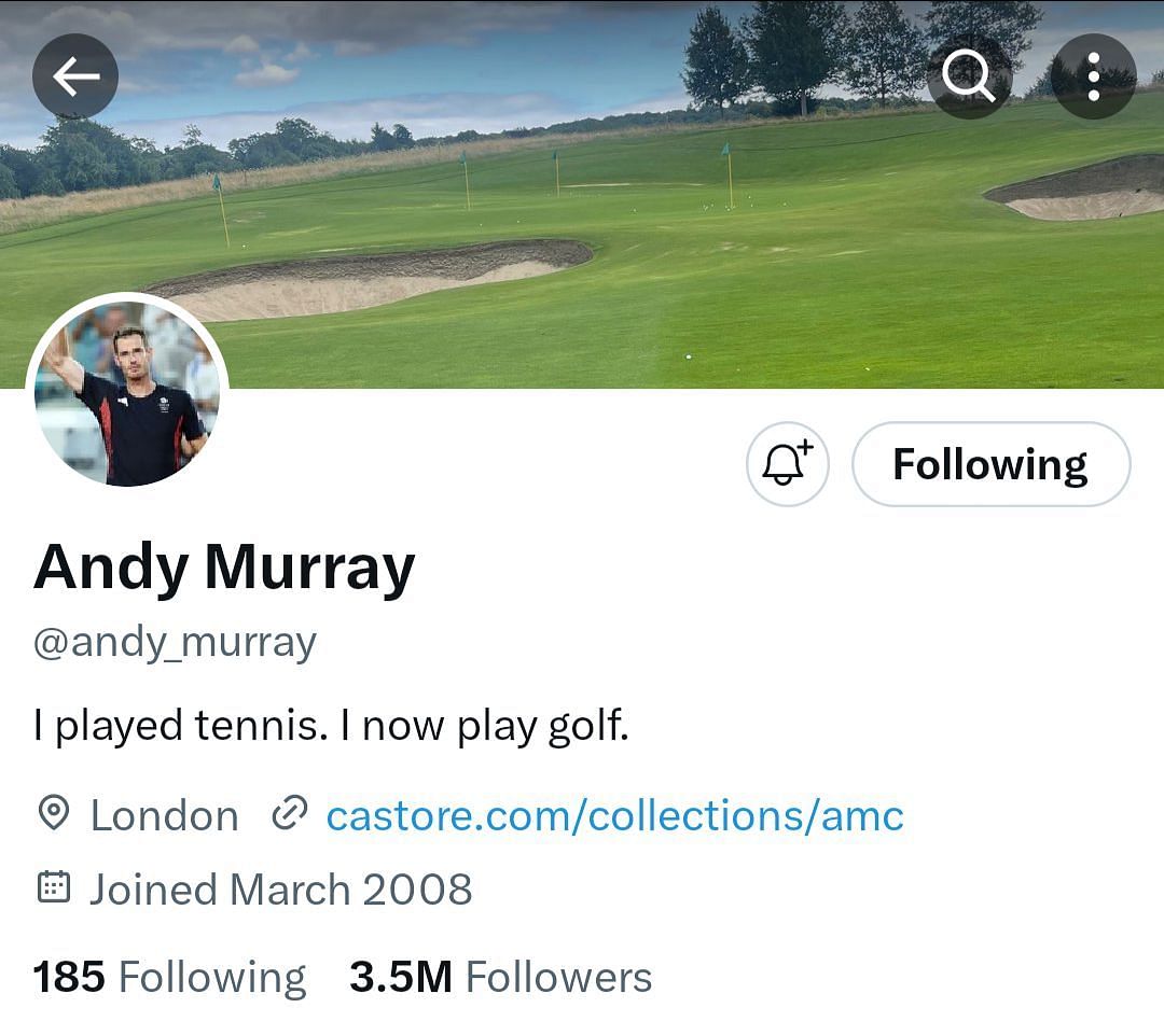 Andy Murray&#039;s updated X (formerly Twitter) bio (Source: X (formerly Twitter)/Andy Murray)