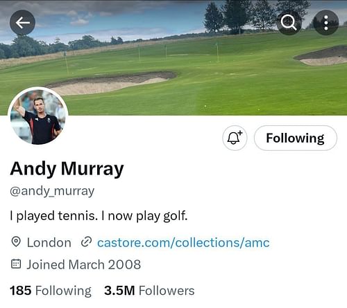 Andy Murray's updated X (formerly Twitter) bio (Source: X (formerly Twitter)/Andy Murray)