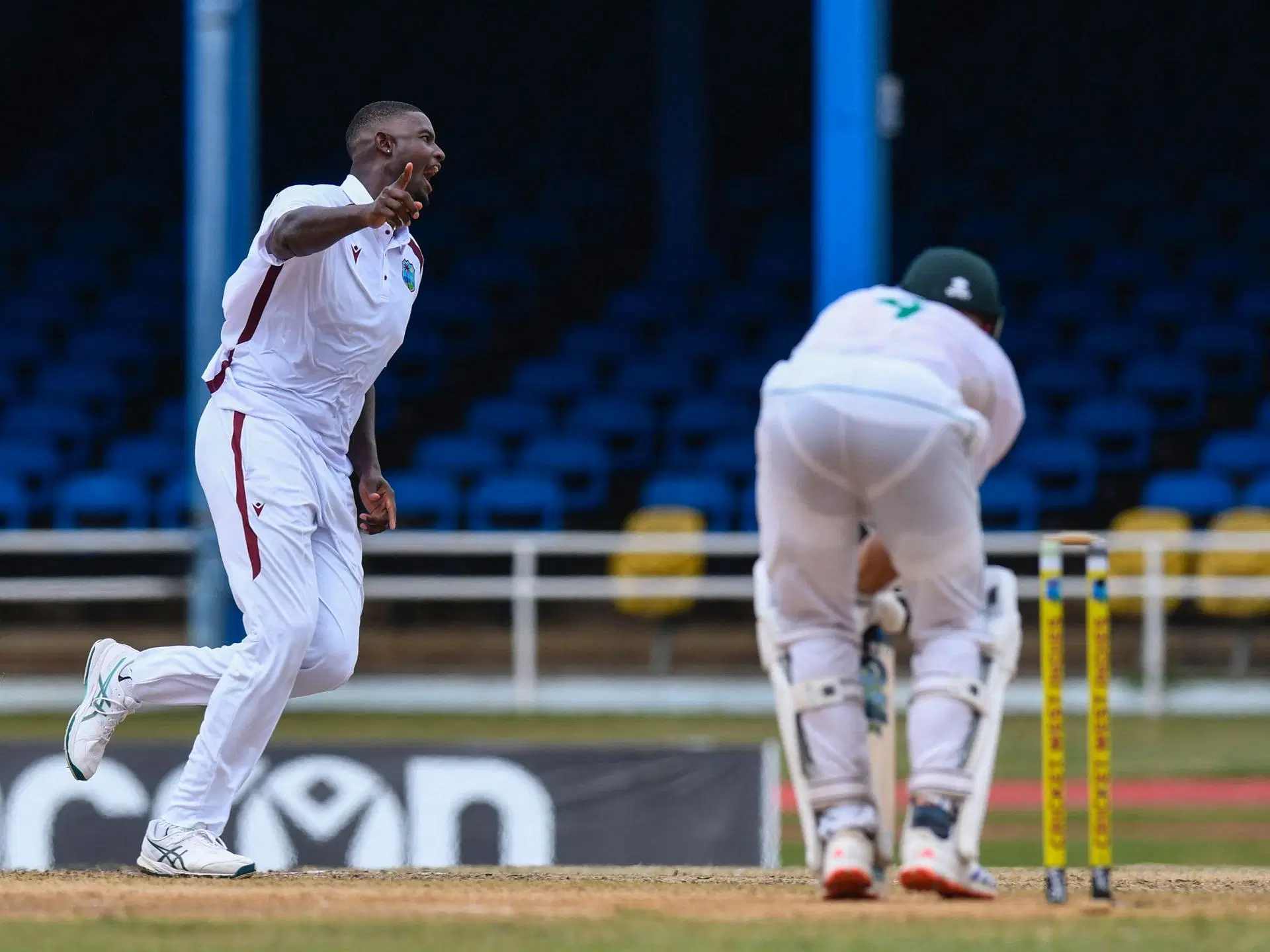 Jason Holder gets the wicket of Aiden Markram before the covers come on (Image credits: @WindiesCricket on X)