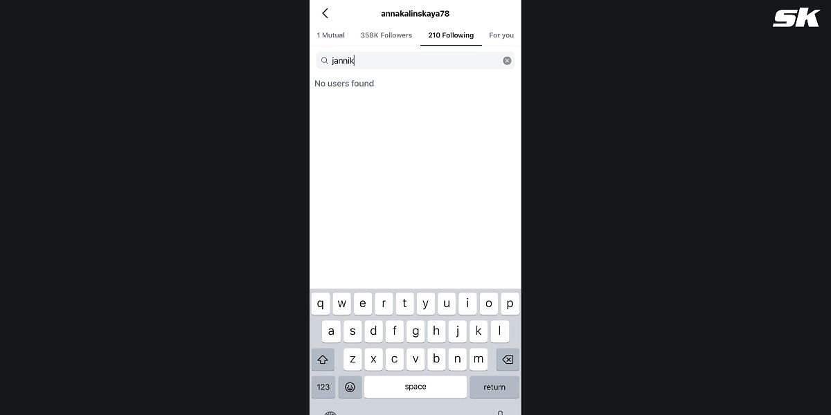 Anna Kalinskaya unfollowed Jannik Sinner on Instagram