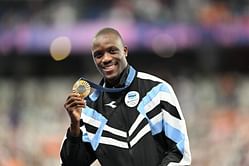 Letsile Tebogo shows his Olympic gold medal to Pope Francis as he reaches Rome for Diamond League