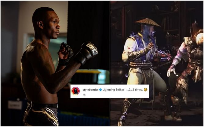 In Photos: Israel Adesanya shows off his custom UFC shorts, tapping into his Mortal Kombat Raiden persona