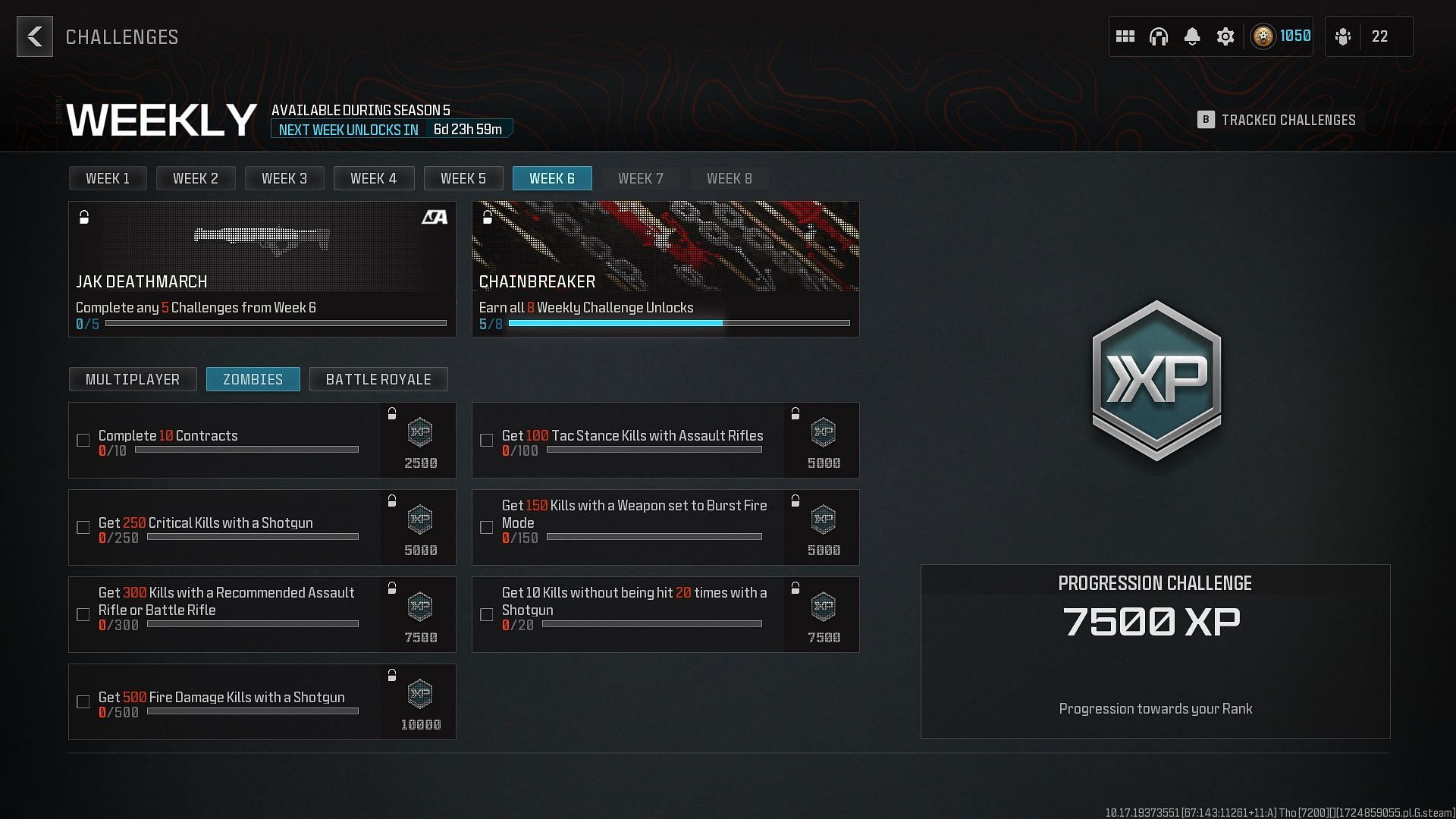 All MW3 Zombies Season 5 Week 6 challenges and rewards (Image via Activision)