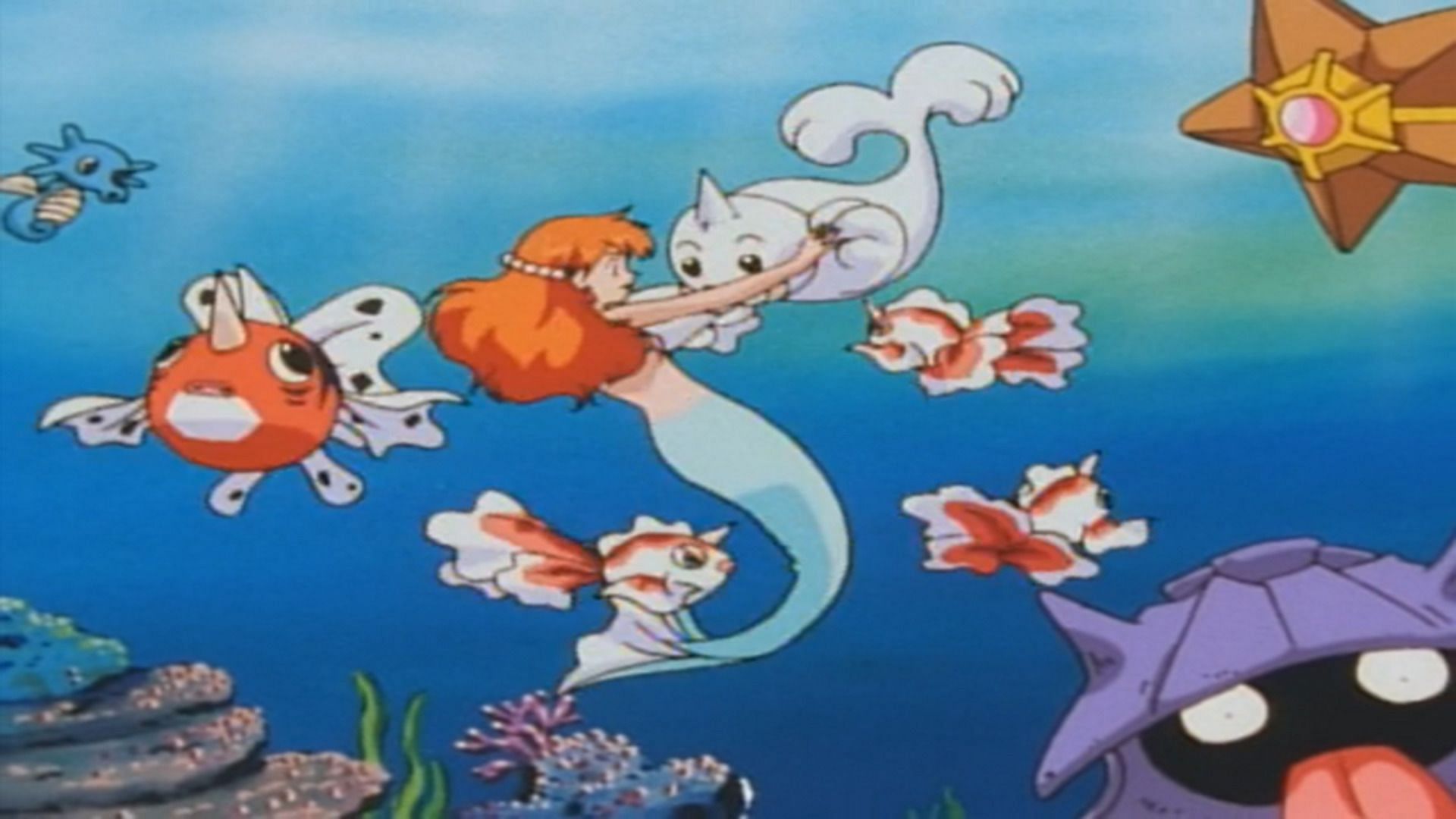 Misty bravely fought off Team Rocket in the middle of her sisters&#039; Mermaid Show (Image via The Pokemon Company)