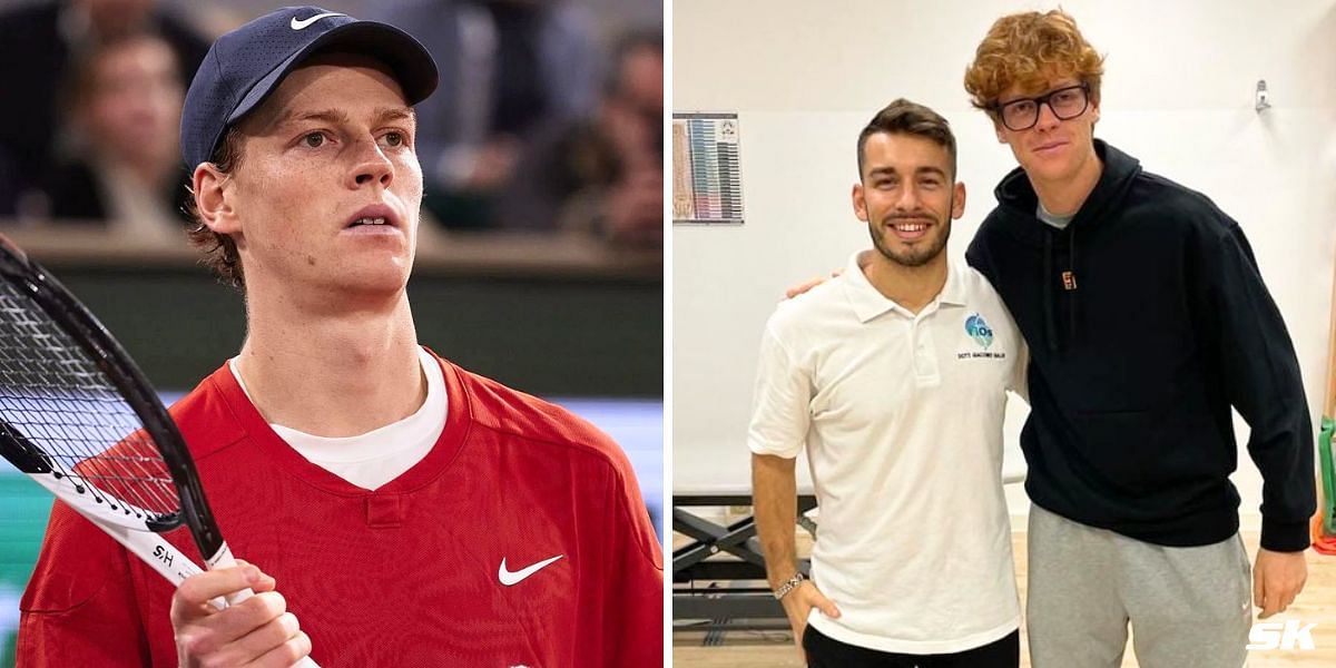 Jannik Sinner with Giacomo Naldi (R). (Images: Getty/Instagram-@giacomonaldi)