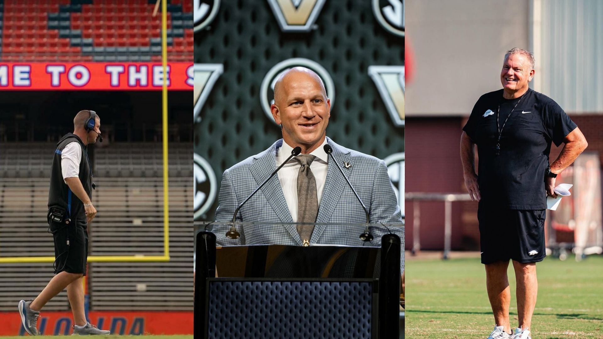 Coaches Billy Napier, Clark Lea and Sam Pittman (Florida, Vanderbilt &amp; Arkansas IG handles)