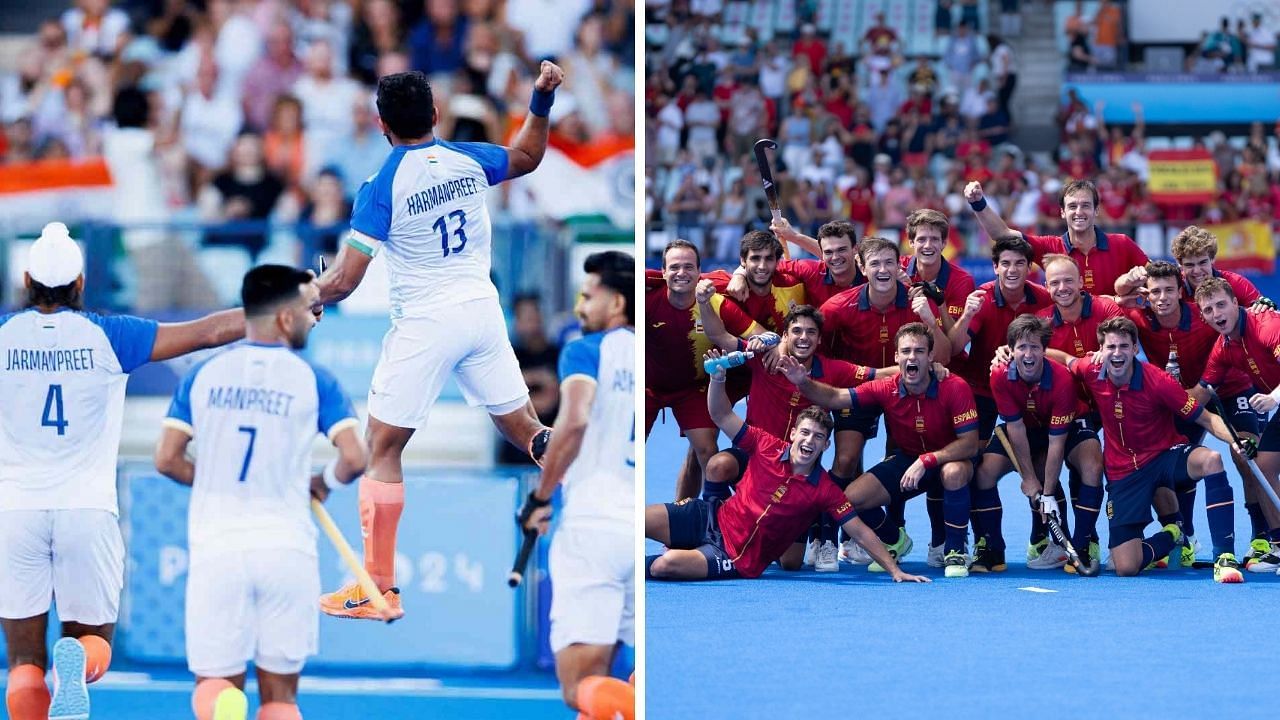 India vs Spain (photo credit: x.com/@rfe_hockey, @VinodDX9)