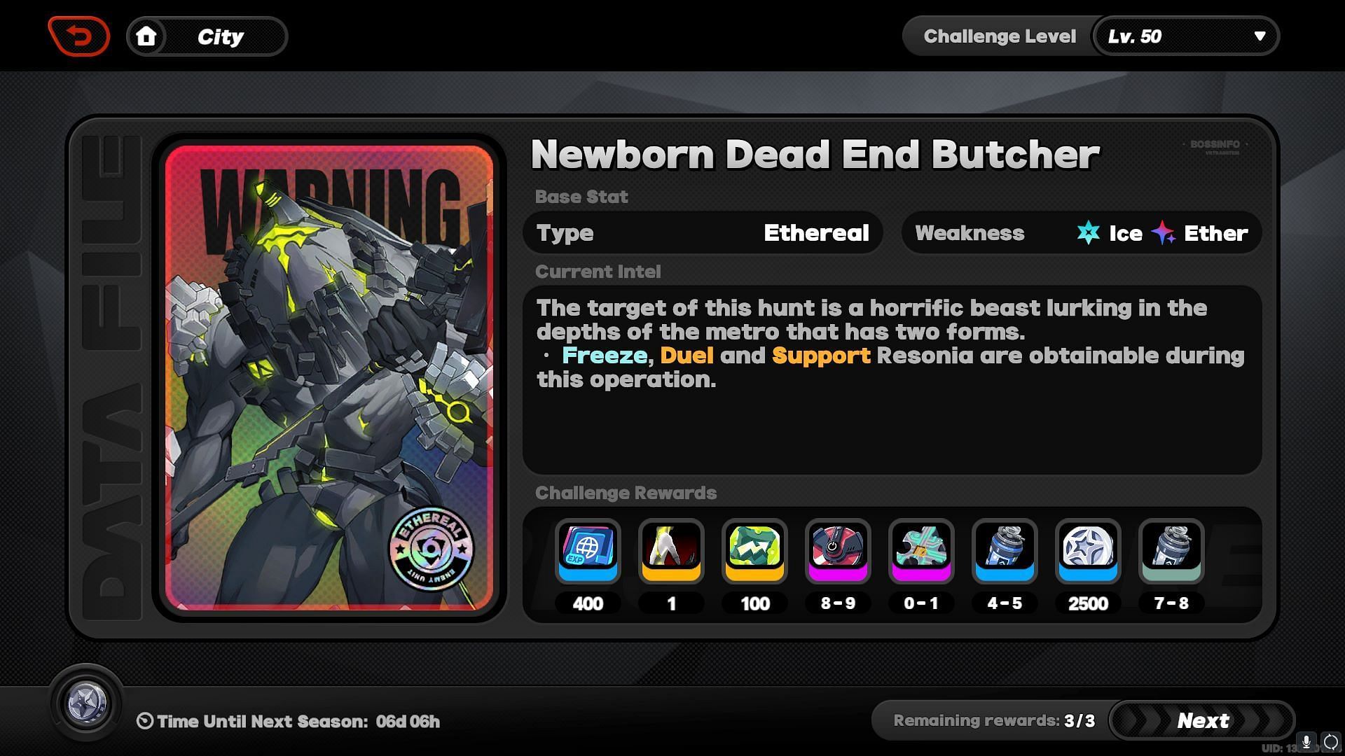 Defeat the Newborn Dead End Butcher in the Notorious Hunt to get Ferocious Grip (Image via HoYoverse)