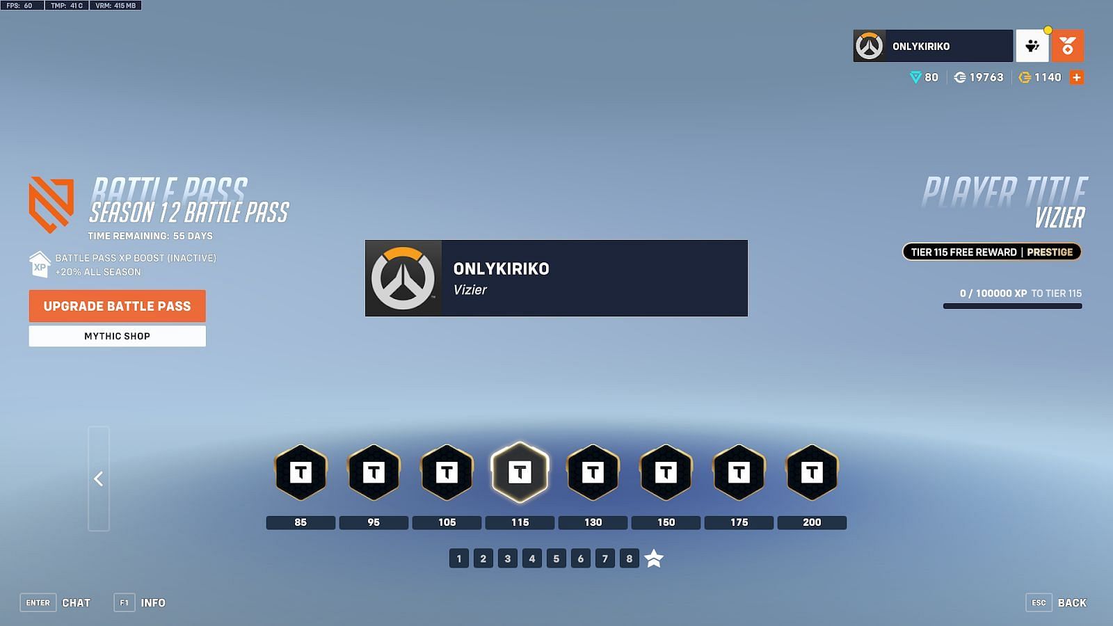 Overwatch 2 Season 12 Battle Pass Prestige Tiers 81-200 (Image via Blizzard)