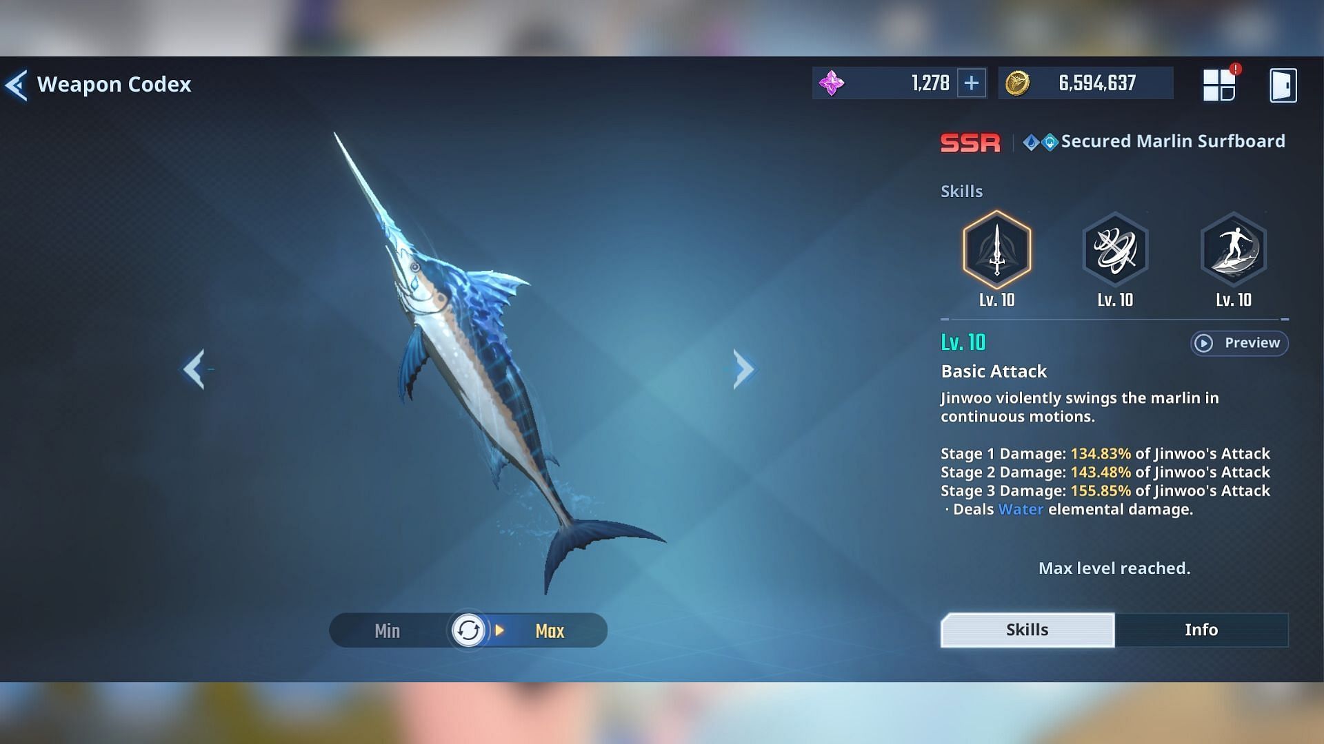 Surfboard&#039;s skills in Solo Leveling Arise. (Image via Netmarble)