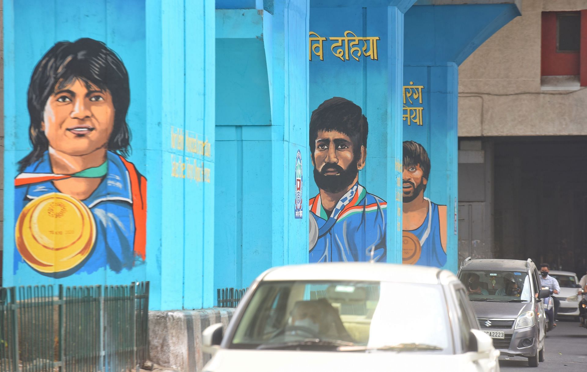 Delhi Metro Pillars Beautified With Graffiti Of Olympic Medalists - Source: Getty