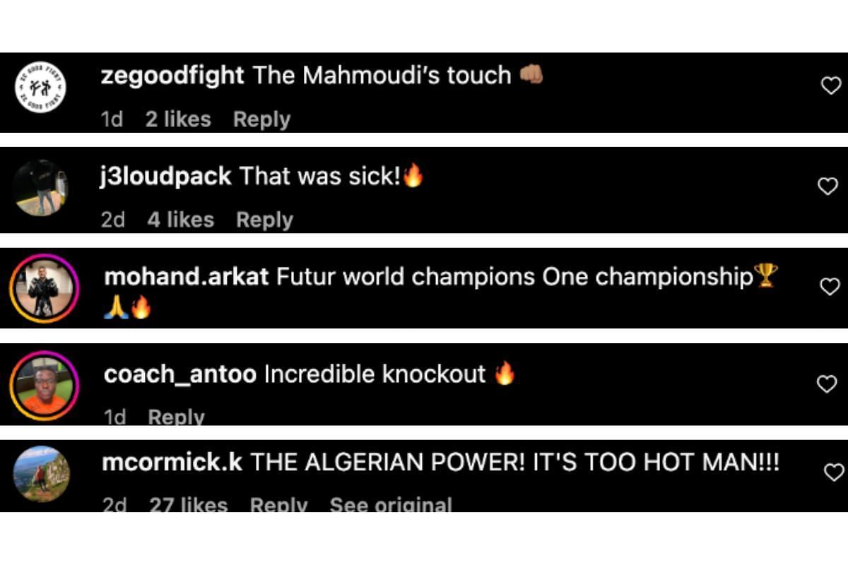 Screenshot of fans&#039; comments