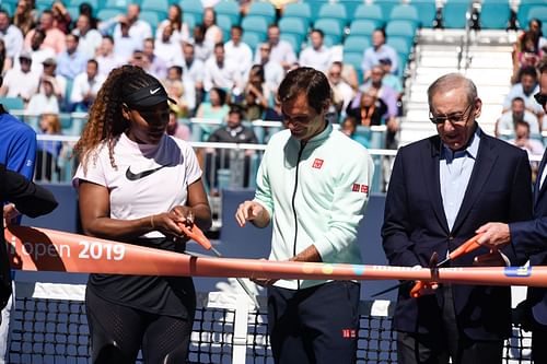 Serena Williams and Roger Federer at the 2019 Miami Open (Picture: Getty)