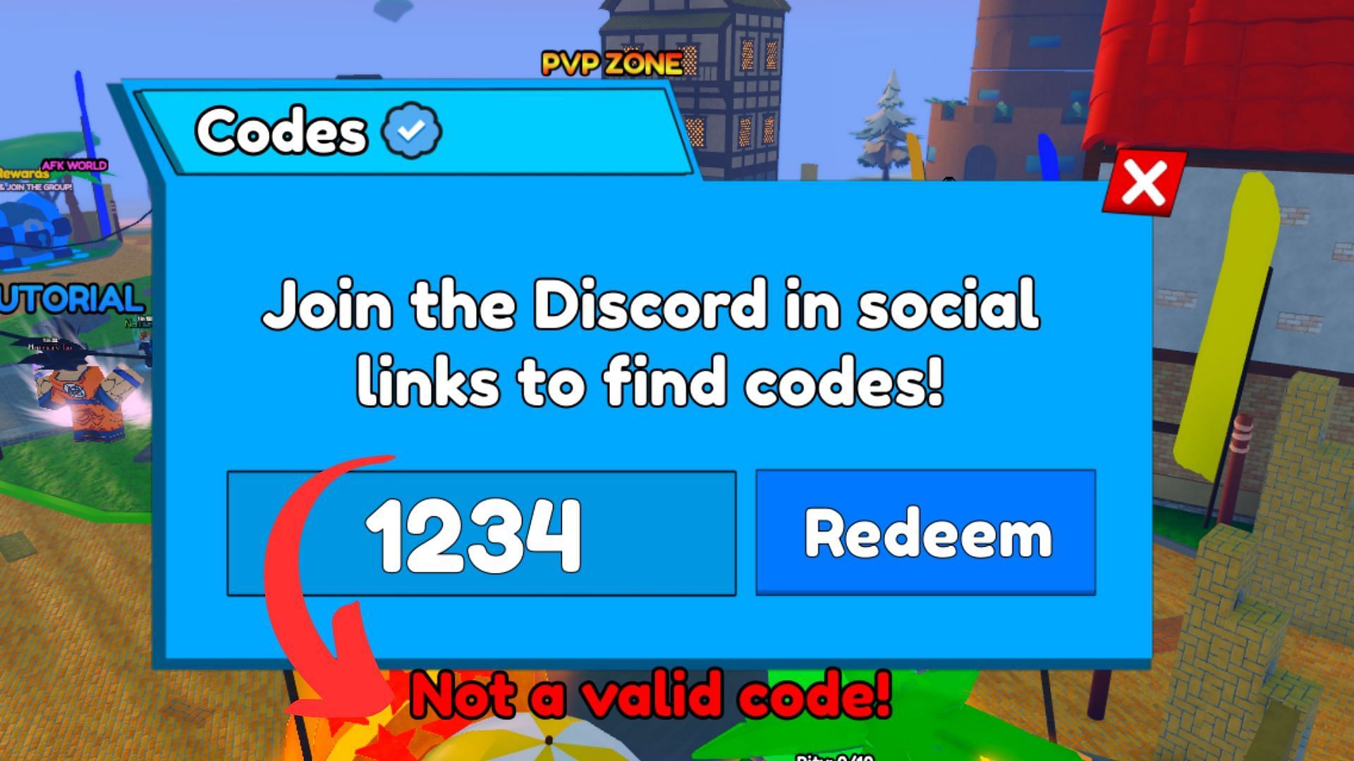 Dragon Ball RNG invalid code issue (Image via Roblox || Sportskeeda)