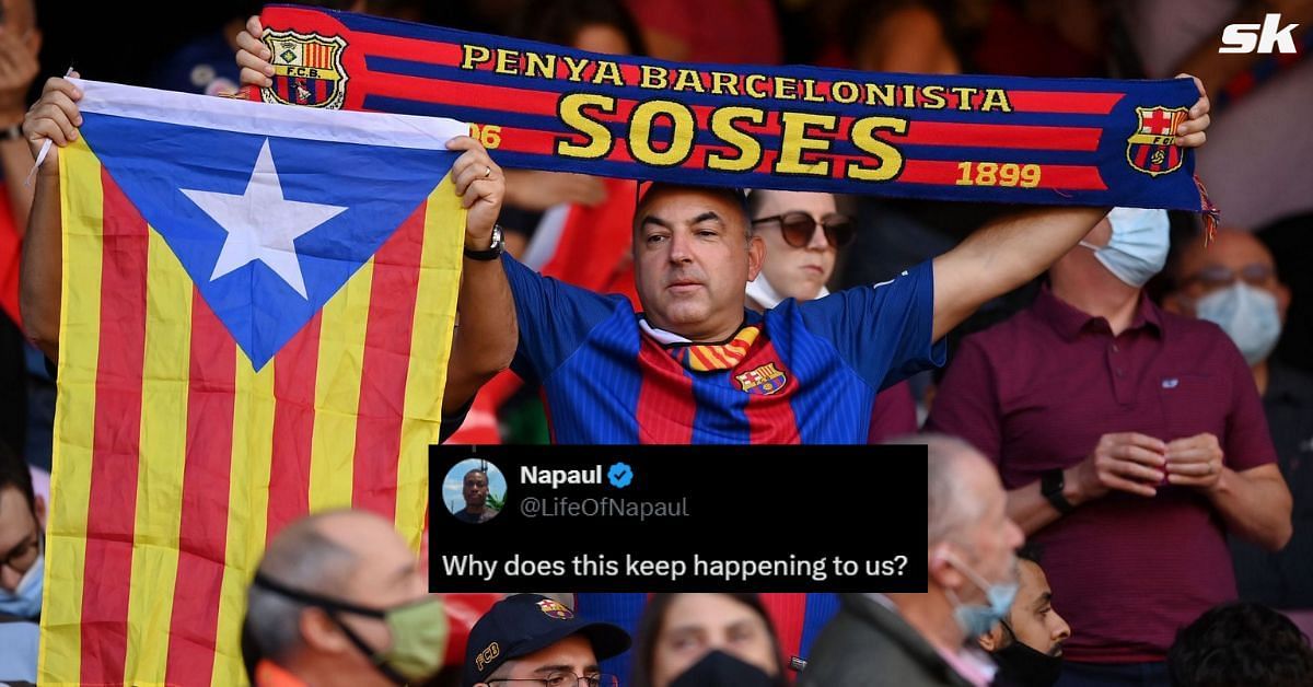 Fans react as Barcelona confirm star has torn his ACL in recent La Liga clash. (Picture Credits: Getty, Twitter - @LifeOfNapaul)