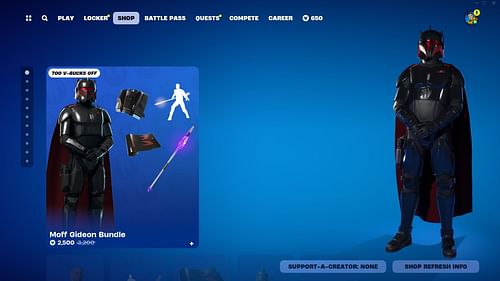 You can now purchase the Moff Gideon (Giancarlo Esposito) skin in Fortnite (Image via Epic Games)