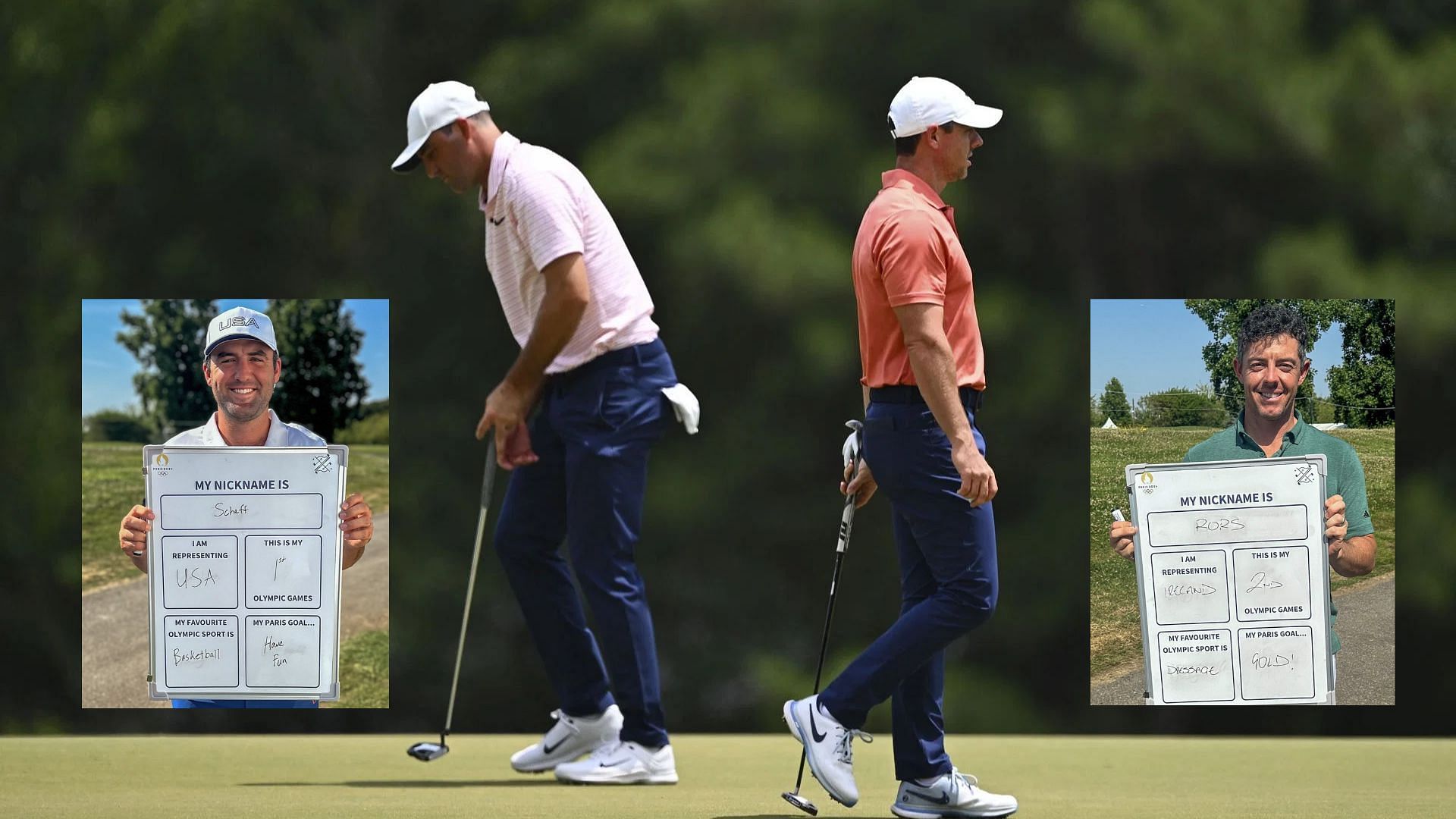 Scottie Scheffler and Rory McIlroy (Images via Getty and @NUCLRGOLF/X)