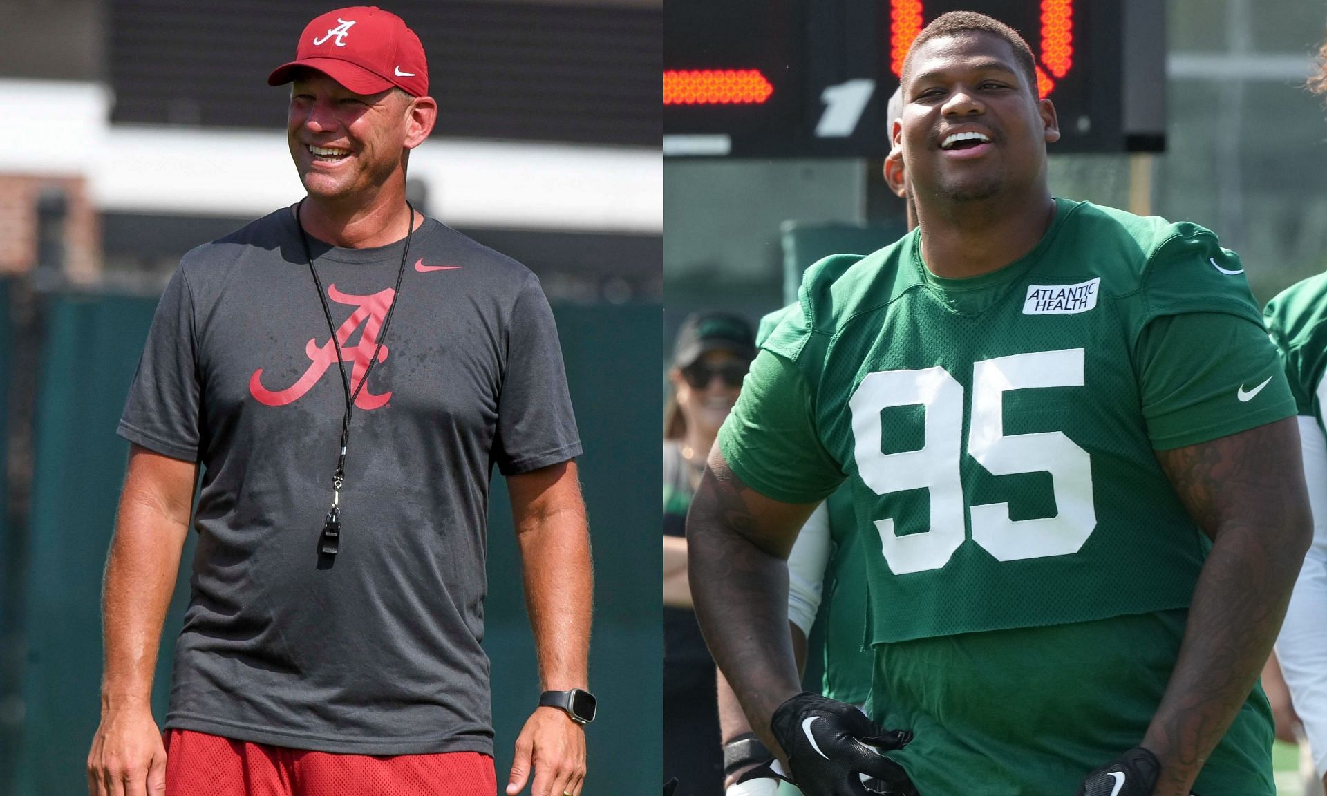 Kalen DeBoer (left), Quinnen Williams (right).