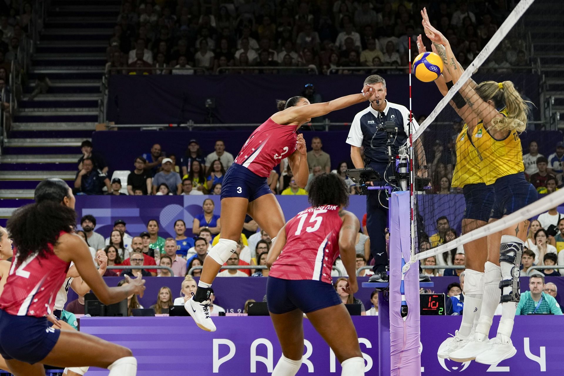 Avery Skinner in action against Brazil at the 2024 Paris Olympics - Getty Images