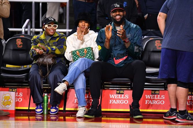 Spotted: LeBron James & his wife Savannah James twin in sleek white ensembles rooting for USA women's 3x3 team